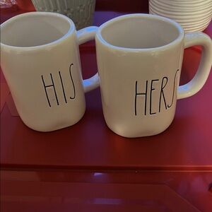 His and Hers White Ceramic Mug Set